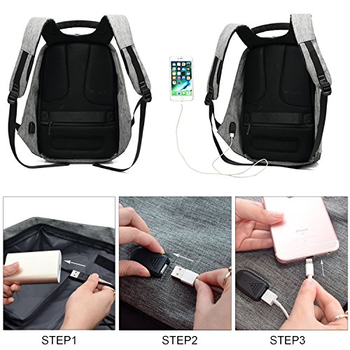 Anti Diebstahl Laptop Rucksack, Fresion 14 -15 Zoll Business Wasserabweisend Rucksäcke Daypack für Damen Herren Student für Schule Reisen Outdoor Backpack mit 35L / USB-Anschluss - 3