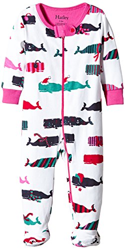 Hatley Baby-Girls Infant Footed Coverall - Scarf Whales Pyjama Set, White, 3-6 Months