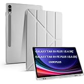 UnDePlus Samsung Galaxy Tab S9 FE Plus/S10 Plus ile uyumlu Kılıf Kalem B&ouml;lmeli Trifolding Case X610 X616 X820 X826 X828 Gri