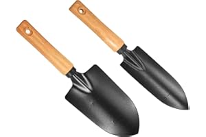 DULKET Gardening Trowel 2pcs, Small Trowel with Wooden Handle, Multifunctional Garden Wrowel, Suitable for Vegetable Garden