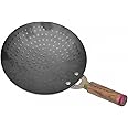 VISMAY'S Pure Iron Tawa, First in India with Unique Smooth Edges, Metal Spoon-Friendly, Strong Riveted Wooden Handle Chapatis Rotis Hammered Matthar Loha Lohakhand Tava Thawa Dishwasher Safe-1200 Gm