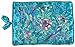 Teal Blue Embroidered Floral Silk Make Up Bag/ Wrap /Jewellery Roll
