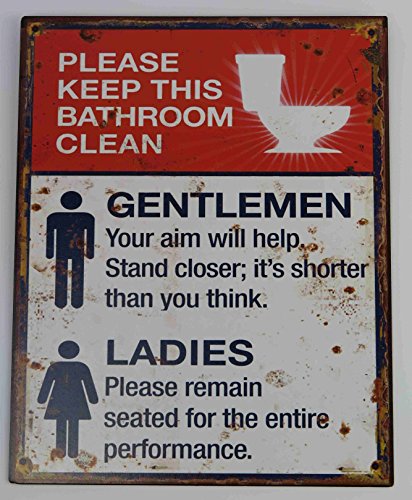 Blechschild Please keep this Bathroom clean Gentleman Ladies Nostalgie Schild RETRO Bitte das Bad sauber halten Toilette