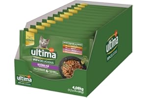 ULTIMA sachet repas Chat Stérilisé Poulet, Dinde, Bœuf & Agneau - 12 Multipacks x 4x85 g