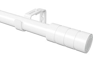 VENWEMONG Barra Cortinas Barra de Cortina Extensible Barra Cortina Blanca Barras Cortinas con Terminales con Soportes para Salón Dormitorio(Blanco, 180-260cm)(1 Pieza)