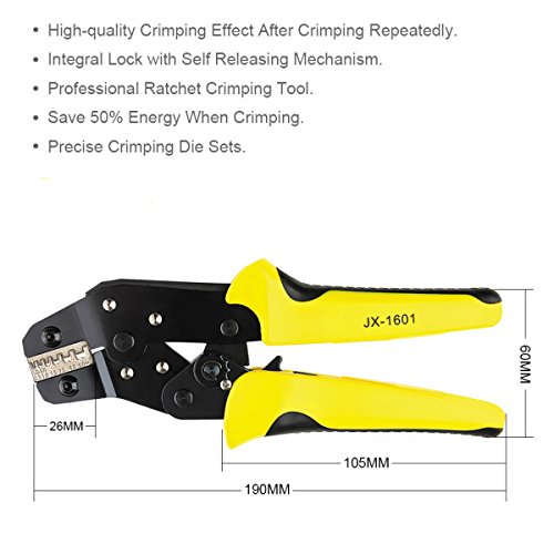 Crimpzangen Abisolierzange Set,Paron Professionelle D4301 Zwinge Zange Set – Presszange Crimpzange + Abisolierzange + Schraubendreher S2 + 3 Einsätzen + 4 Schrauben + Tasche, 0.25-6.0mm für isolierte unisolierte Aderendhülsen Ratsche Kabelschuhe - 6