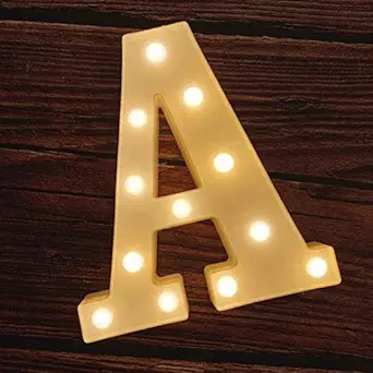 SATYAM KRAFT Marquee Alphabet Shaped Led Light for - Asthetic Decorations Letter Light for Romantic Gift, Bedroom, Table, Home Decoration, Night Light Lamp and Wall Lamp (A) - 1 Piece