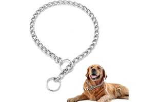 KEQAR Collier Etrangleur pour Chien, avec Fermoir Sécurisé, en Acier Inoxydable, pour Dressage et Promenade, Chaine en Acier, Contrôle Réglable, de Chien en Métal, avec Connexion, pour Gros (55cm)