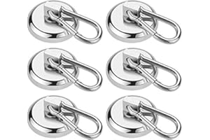 Wukong 6 Stücke Magnethaken Extra Stark,Last bis 27KG(60LB) Magnet Haken,Neodym Magnet mit Haken,Magnet Haken Camping,Magnethaken 32mm 360°Drehen Magnet Karabiner für Werkzeughalter Verkaufsregal
