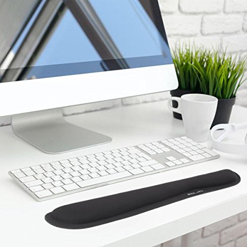 ELZO Reposamu  ecas para Teclado  Ergon  mico Coj  n de Mu  eca Apoyo con Espuma de Memoria para Ordenador Notebook Laptop  Negro