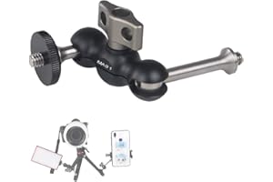 FOTOBETTER Mini Magic Arm Bras Magique avec Double rotule Rotative 360° et vis 1/4" pour Moniteur LCD de Terrain, lumières LED, Microphone, Cage de caméra,Flash,EVF Monture Ball Head Support Moniteur