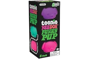 Schylling Teenie NeeDoh Funky Pup (3 Pack) - Mini Squishy Animals Fidget Toys, 8 Assorted Colours & Styles, Nee Doh Stress Balls For Anxiety Relief, Safe & Non-Toxic Dough; 3 Year Olds +