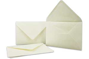 NEUSER PAPIER 25 buste per lettere, formato DIN B6, 12,5 x 17,6 cm, carta vergata, fodera in carta velina di alta qualità, per Natale e occasioni festive, colore crema