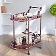 SWANKY Wooden Bar Serving Cart Trolley MDF Wooden Double-Layer Movable Tables Wheels Kitchen cart with Wheels