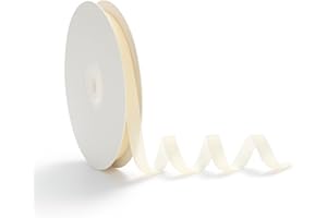 AOKSUNOVA Nastro di Velluto Beige Crema, 1 cm, Nastro in Velluto, 9 m