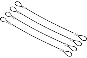 PATIKIL 8 Inch Safety Cable Lock, 4 Pack Stainless Steel 2mm Dia Security Wire Rope with Double Loop for Stage Lighting Luggage Lock Black