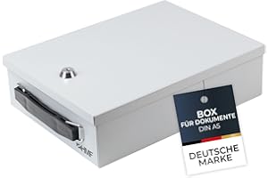 ‎HMF HMF 140-07 Abschließbare Dokumentenkassette | DIN A5 | 27 x 20,5 x 8 cm | Lichtgrau