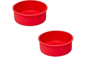 chongning 2 PCS Silicone Cake Moulds, Cake Tins, Round Cake Baking Pan, Nonstick Silicone Baking Moulds for Cake, Baking Tray for Muffins Puddings Bread (8 inch)