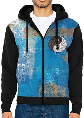 V Gears Mens Grunge Taiji Yin Yang Graphic Sports colorful Cool Pocket Long Sleeve T-Shirt With Hat