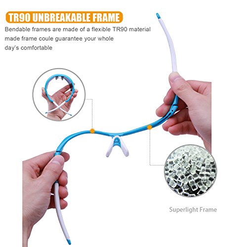 Carfia TR90 Damen Heren Radbrille Outdoor Sportbrille Polarisiert Sport Sonnenbrille mit 5 Wechselbare Linsen für Radfahren Laufen Reisen – 100% UV400 Schutz - 8