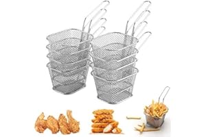 TOKINCEN 8 Stück Frittierkorb Klein Servierkörbchen Edelstahl für Pommes Mini Pommes Körbchen Pommeskörbchen Friteusenkorb Frittierkörbchen zum Servieren für Pommes Frites Garnelen Zwiebelringen