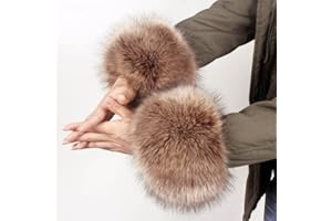 SYSUII Pulswärmer Fell Manschetten,Damen weiche Kunstpelz Handgelenk Band Fell Manschetten Handschuhe Pelz Armstulpen Kunstfell Fellstulpen Plüsch Faux Pelzmanschetten Pelz Armstulpen für Frauen-Kaffee