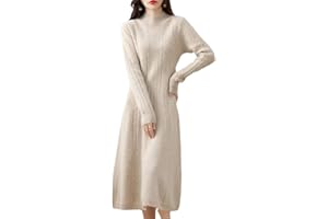 Hamthuit Women Dresses Cashmere Sweater Knitted Long Dress Wool Women Turtleneck Office Skirt Fall Winter