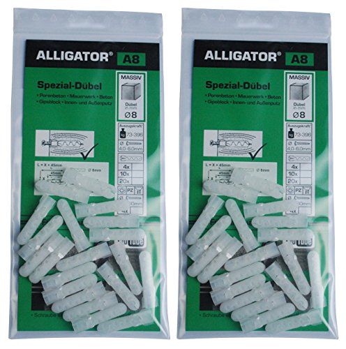 Preisvergleich Produktbild 40 TOGGLER Alligator Spezial-Dübel A8 für massive Wände