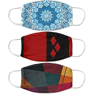 Shocknshop Cotton Multicolor Mandala Printed Reusable And Washable Face Mask - Pack of 3
