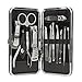 Liying ®12 Pieces Professional Personal Manicure Set Nail Care Travel & Grooming Kit Tool Set In Portable Fashion Leather Wallet Pouch Pedicure Set Gifts Case (Black 12Pcs)