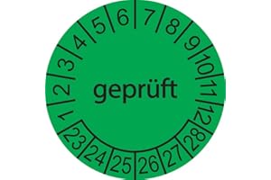 SCHILDERKRÖTEN 50 x Prüfplakette / Sicherheitsplakette 30 mm Durchmesser (geprüft - grün/schwarz)