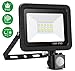 Produktbild Minger 10W LED Fluter Floodlight Strahler LED Strahler mit Bewegungsmelder Licht Scheinwerfer Außenstrahler Wandstrahler Schwarz Aluminium IP65 Wasserdicht AC 180 - 260V kaltweiß 6000K 800LM[Energieklasse A++]