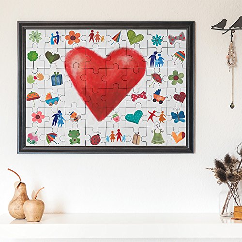 Hochzeit Puzzle zum Bemalen im Bilderrahmen aus Echtholz – Puzzle zum Aufhängen mit 48 Teilen – Originelles Hochzeitsgeschenk- Kreative Idee für ein Gästebuch - 65 cm x 50 cm x 2 cm