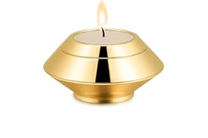 Minicremation Cremation Urn for Human Ashes Stainless Steel Candle Ash Holder Keepsake Urn for Ashes Candlestick Mini Funeral Urns for Pet Ashes (Gold)