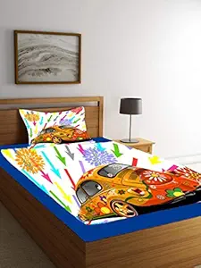Generic BedSheet Cars Printed Kids Bed Sheet for Single Bed