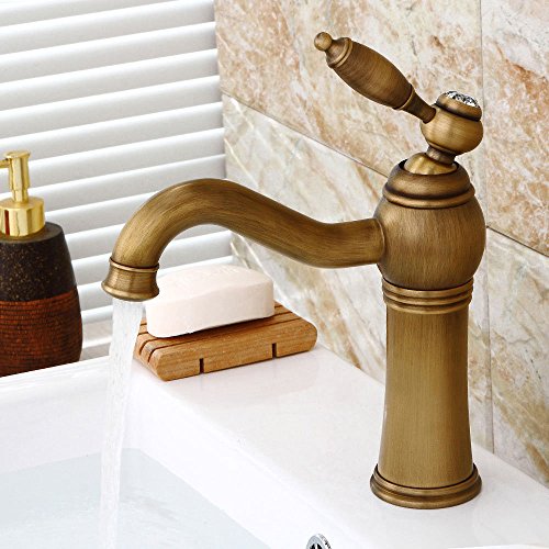 Preisvergleich Produktbild Lalaky Badezimmer Wasserhahn Küche Wasserhahn Spültischarmatur Spülbecken Waschtischarmatur Mischbatterie Antiker Einloch-Kupferrotation Aus Einem Stück Für Badezimmer Und Küchen