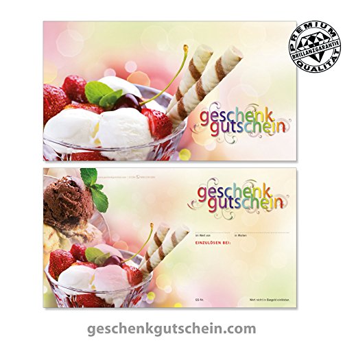 50 Stk. Geschenkgutscheine + 50 Stk. Kuverts für Eisdielen, Eiscafe´s, Eisbecher G1236 - 2