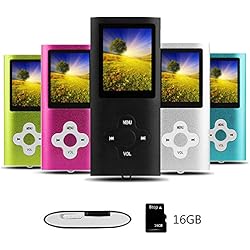 Btopllc Lecteur de musique MP3 / MP4 portable et compact, musique numérique, lecteur d'image Carte mémoire intégrée de 16 Go, livre électronique, média, lecteur vidéo (noir)
