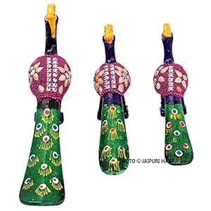 Jaipuri haat Plastic Peacock Showpiece, Standard, Purple, 3 Piece