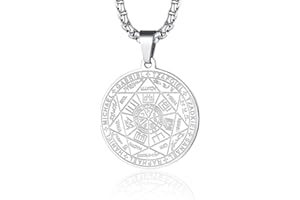 USTNIR Collane Uomo 7 Arcangeli Sigillo Medaglia Talismano Collana Acciaio Inossidabile Pentagramma Ciondolo Amuleto Protezione Catena Gioielli Maschili Fascino Portafortuna per Uomo Donna