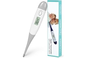 AOOSU Flexibel digital termometer för baby, barn och vuxna | Febertermometer för rektal, oral, axillär, snabb, exakt och vattentät mätning med feberlarm