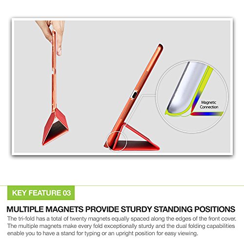 iPad Mini Hülle, ESR® Yippee Series Auto Aufwachen / Schlaf Funktion PU Ledertasche mit Durchschaubar Rückseite Abdeckung Schutzhülle für iPad mini 3/2/1 (Leidenschaftliches Rot) - 8