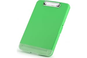 ZCZN Portapapeles de Plástico con Compartimento para Bolígrafos Separado, Clipboard A4 para la Escuela, Utilidad, Oficina Industrial, Personal Médico, Color Verde