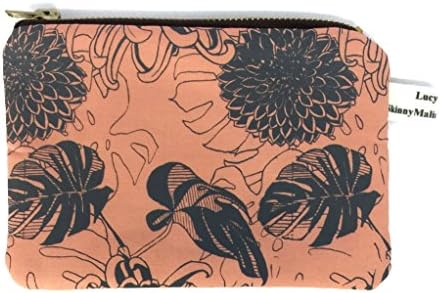 Pink Coin Purse, Monstera Floral Change purse with Zip