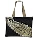 Swayam Shimmer Natural Fiber Jute Tote Bag with Gold Foil Graphic with Quilted Padded Lining RS.450.00