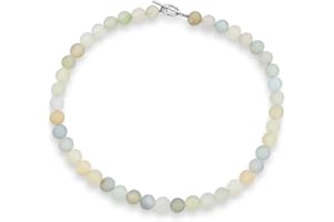 BLING JEWELRY Collar clásico simple hecho a mano con cuentas redondas de piedras semipreciosas de 10MM, estilo gargantilla, joyería occidental para mujeres con cierre de palanca de 15, 17, 19 pulgadas.