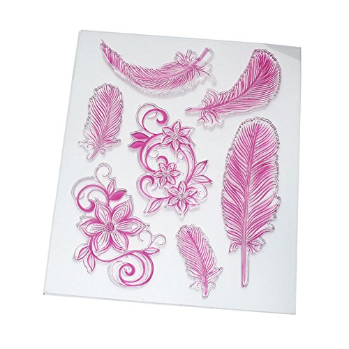 fomccu Silikon Federn Muster Stempel für DIY Craft Scrapbooking Dekorieren 1 Set