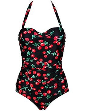 HXQ Donna Costume da bagno un pezzo Reggiseno imbottito Collo Halter senza schienale Taglia grossa beachwear Annata...