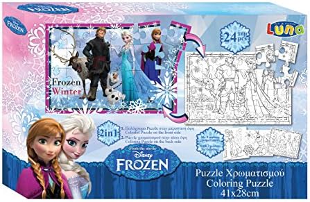 Vamos 060894 – Colouring Puzzle – 2 Faces + 3 Poster – Frozen The Snow Queen – 24 Pieces