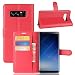Produktbild Samsung Galaxy Note 8 Hülle LifeePro [Anti-Scratch] Stoßfest Drop Protection Litchi Grain PU Leder Brieftasche Stand Flip Folio Abdeckung mit Kartensteckplätze und Magnetverschluss für Samsung Galaxy Note 8 Rot